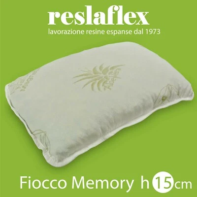 RESLAFLEX CUSCINO GUANCIALE FIOCCO IN MEMORY FOAM, 100% MADE IN ITALY