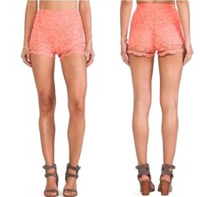 Show Me Your MuMu Sienna Lace Shorts Coral S NWT Festival Coastal