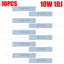 10pcs 1 ohm 1R J 10 watt Axial Ceramic Cement Power Resistor 10W USA Stock.