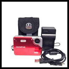 Olympus X-Series X-560WP 10.0MP Digital Camera Red Bundle Charger 128MB Card