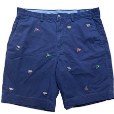 Polo Ralph Lauren Shorts Sz 35 Sailing Knots Flags Nautical Stretch Classic Fit