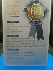 60TH BIRTHDAY CARD VERSE  9" X6" YEAR YOU WERE BORN IN 1966 EVENTS AGE 60 MALE