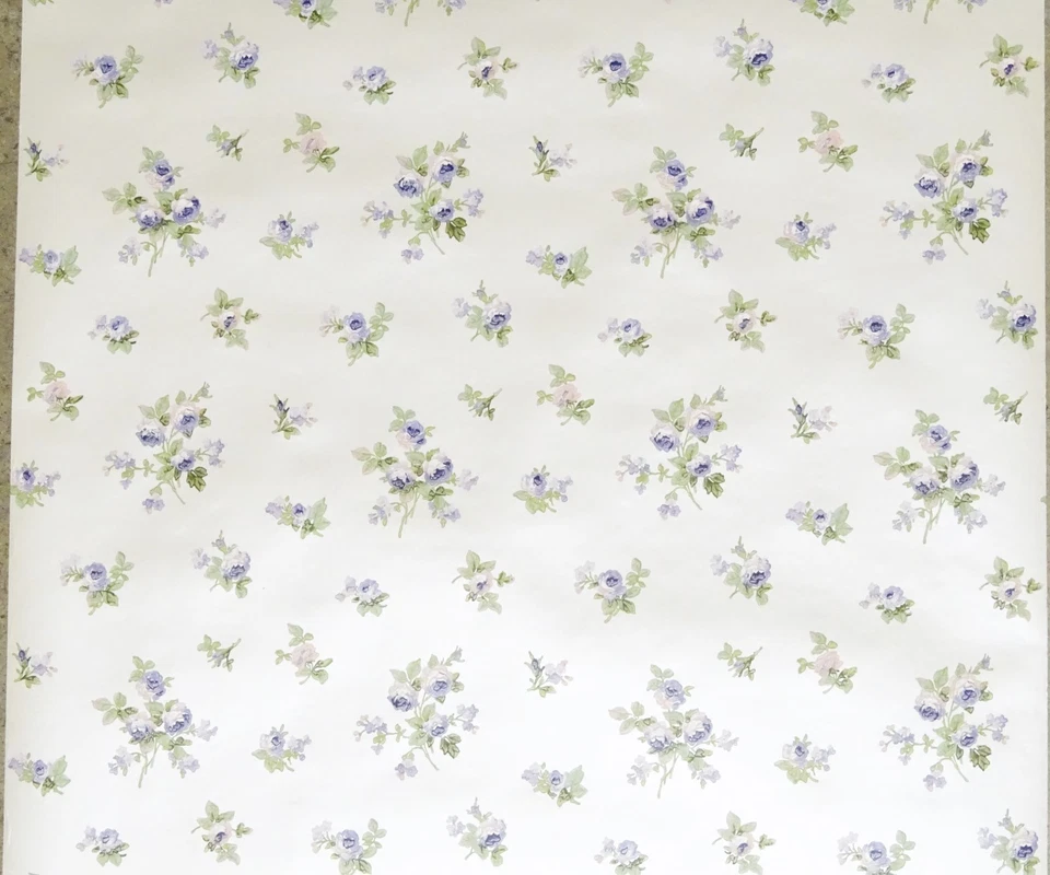 Purple Floral Pearlized Silver White Casabella II Mini Rose Pre-pasted Wallpaper - Image 3 of 4