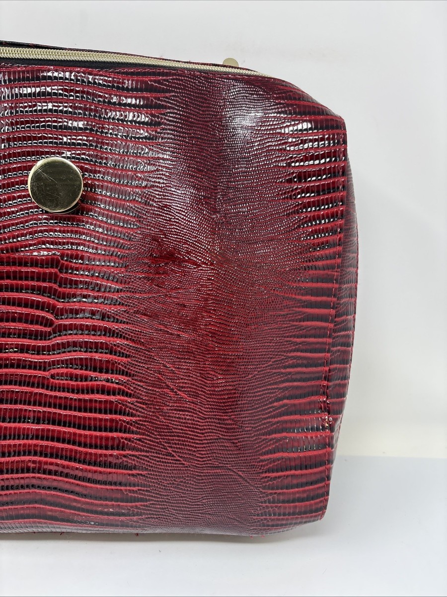 Estée Lauder Red Croc Embossed Makeup Cosmetic Travel Case Large
