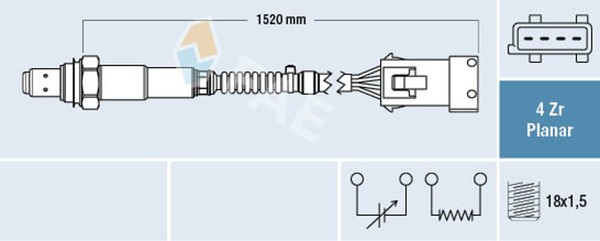 Lambdasonde Sensor Abgassteuerung Fae 77242 FüR Fiat Peugeot Lancia CitroËN 206-image