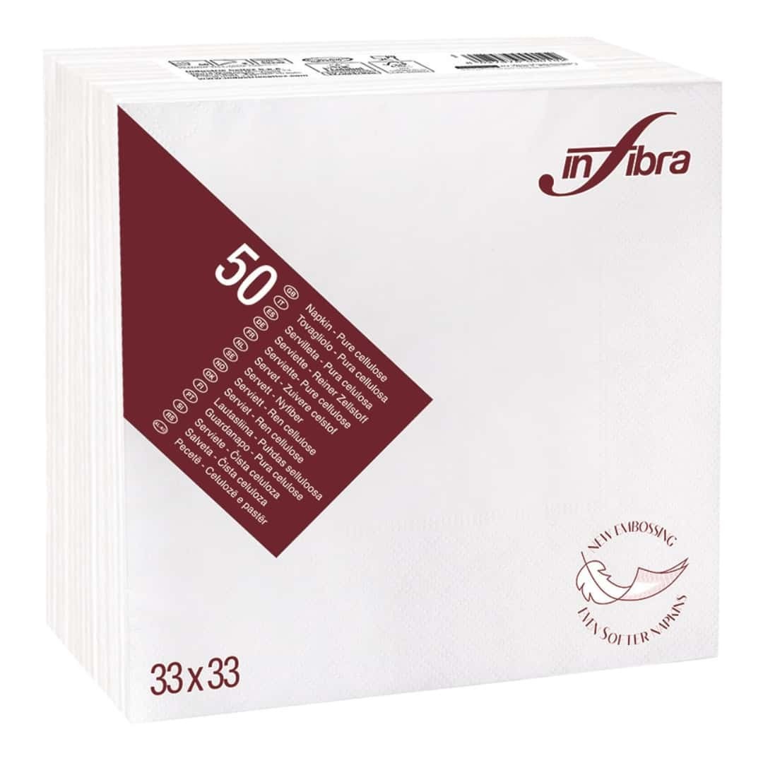 White Paper Napkins 33x33 cm 2 ply 50 pcs for Restaurant and Rotisserie