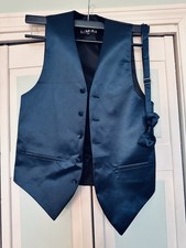 Peacock Dark Blue Marine Satin Closed Back Vest Wedding Prom Men  s XS X-Small