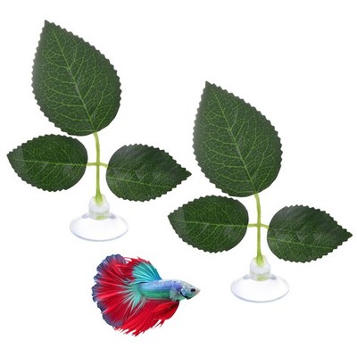 2-Pack Betta Fish Leaf Pad For Spawning /Tank Decor [3-Rose-Shaped,Green]