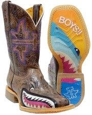 Tin Haul Girls' and Leather Western Boot - Square Toe - 14-018-0007-0717 PI