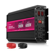 3000W Power Inverter 12V DC to 110V/120V AC, 6000W Peak Car Inverter with 2 A...