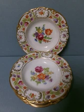 4 SCHUMANN Dresden Flowers Sauce Bowls W/Rimmed Edge - 5 3/4"