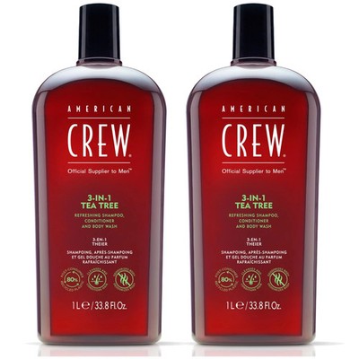 2 pack American Crew 3 in 1 Tea Tree Shampoo & Conditioner and Body Wash 33.8 oz