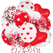 75 PCS Valentine's Day Heart Balloons Decorations Kit,12 Inch Heart Printed 