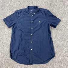 Ralph Lauren Shirt Boys XL 18-20 Blue Short Sleeve Button Down Cotton Logo