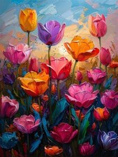 Tulip Diamond Art Kits for Adults,Round Full Drill 5D Diamond Painting Kits f...