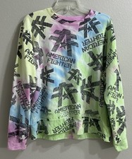 American Fighter Sweatshirt Womens Size M Colorful Tie Dye All Over Logo MMA