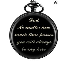 Engraved Pocket Watch With Chain For Dad Hero Holidays Birthdays Party's