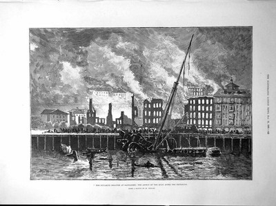 Antiker Druck Dynamit Katastrophe Santander Aspekt Kai nach Explosion 1893 19.
