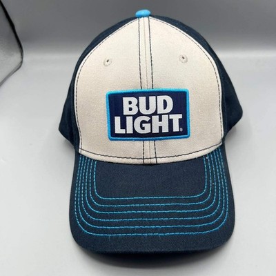 Bud Light Hat Men White Blue Embroidered H3 Headwear Snap Back Cap
