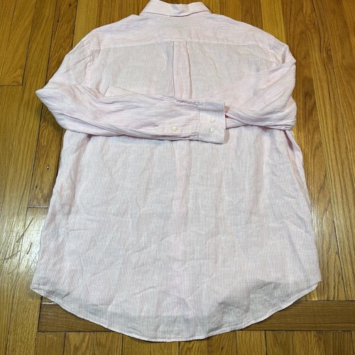 J McLaughlin NWT Gramercy Woven Shirt White Pink Striped 100% Linen XL Button Up - Picture 7 of 7