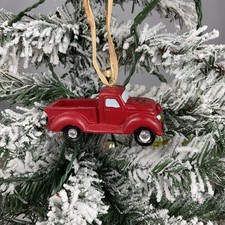 Christmas Ornament- Red Festive Merry Christmas Truck With Wreath In The Front