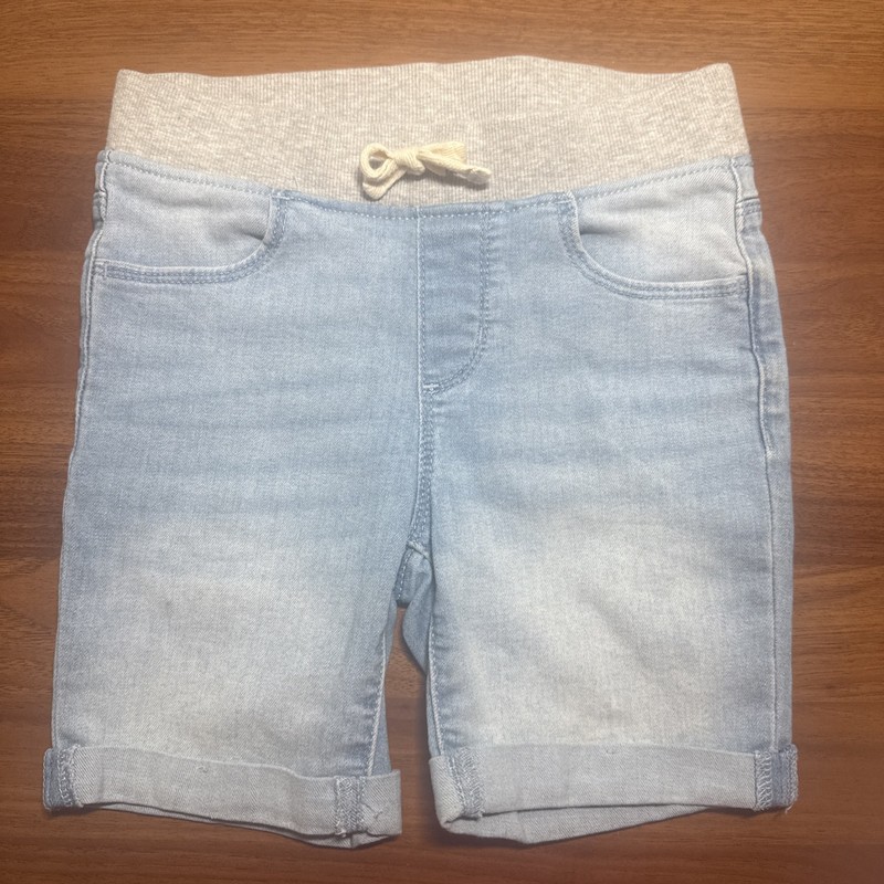 Wonder Nation Girls Light Wash Knit Waist Denim Bermuda Shorts Size 7/8