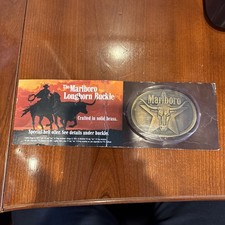 Vintage 1987 MARLBORO Western Steer  Star Promo Belt Buckle Tobacco Solid Brass