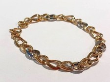 Bracciale fantasia ragazza/donna oro giallo e bianco 18 kt 750 %  20 cm