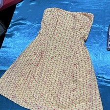 Lilly Pulitzer Fit Flare Dress Strapless Smocked Yellow Pink Geometric 8