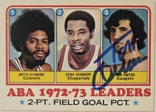 1973-74 Topps Tom Owens Auto Card ABA Leaders #235 Vintage Basketball Signed 