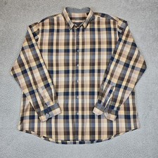 TASSO ELBA Brown Blue Casual Plaid Long Sleeve Button Shirt 100 Cotton Men XL