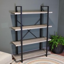 4-Tier Industrial Open-Shelf Bookshelf - Oak Gray by Sunnydaze