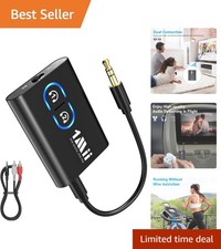 Compact Bluetooth 5.3 Transmitter  Receiver with aptX - Ideal for Home  Travel