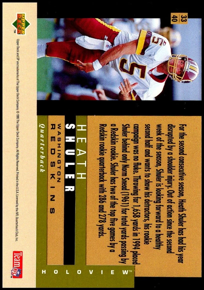 1995 UD SP #33 Heath Shuler - Holoviews FREE SHIPPING! - Image 2 of 2