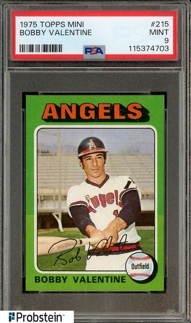 1975 Topps Mini #215 Bobby Valentine California Angels PSA 9 MINT