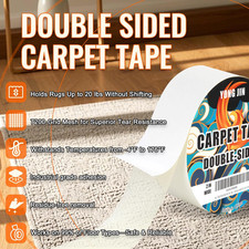 Double Sided Carpet Tape - Heavy Duty Rug Tape Gripper for Hardwood Floors No...