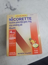 Nicorette Nicotine Gum 4mg Fruit Chill 160 Pcs Exp 12/2028