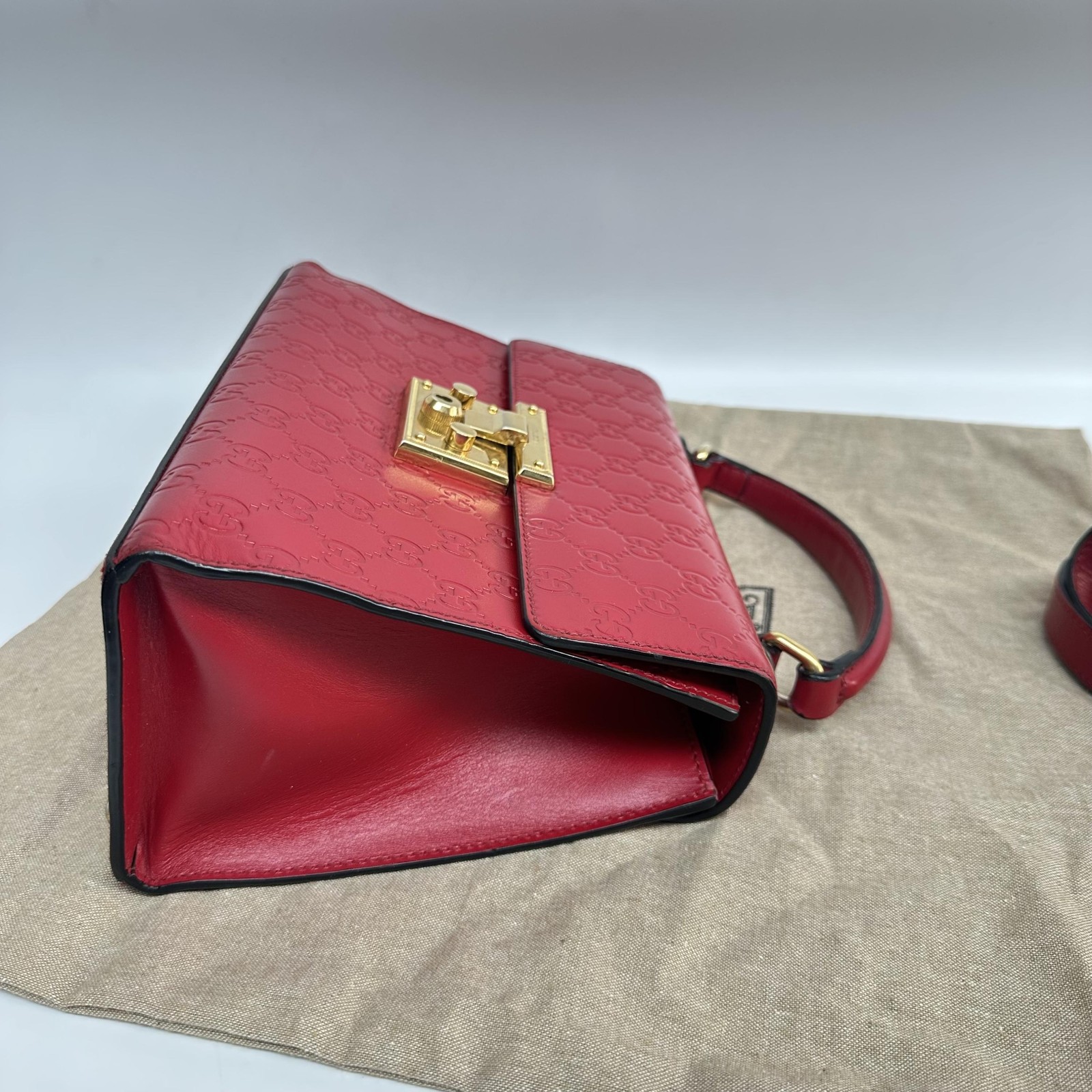 Red Guccissima Signature leather Padlock Top Handle Bag - ## image 4
