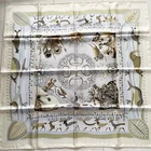 Hermes Scarf Stole La Vie du Grand Nord White Alinne Honore Silk Auth CArre 90