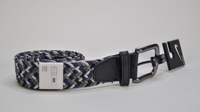 NWT NIKE Golf Stretch Woven Belt G-Flex Performance White Navy Black Gray 34/36