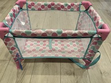  My Sweet Love Folding Crib for 18" Dolls Pink Teal Mesh Sides Foldable