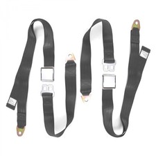 Desoto 1929 - 1945 Airplane 2pt Charcoal Lap Bucket Seat Belt Kit - 2 Belts V8