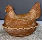 Caramel Slag Glass Hen On Nest Fenton For LG Wright Marbled Color