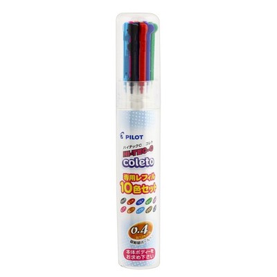 Pilot Hi Tec C Coleto 0.4mm Gel Pen Refill 10 Color Set Multi Pen Ink Cartridges