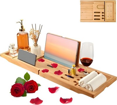 Bathtub Tray Luxury Bamboo Bathtub Tray Bath Accessories Expandable Bath Caddy