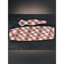 Vintage Land's End Plaid Cotton Cummerbund Adjustable Bow Tie Set Made in USA