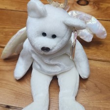 Ty Beanie Babies Angel Bear White Plush with Wings Retired 1998