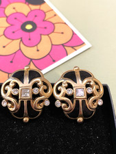 Modernist 1980s Statement Earrings Black Enam...