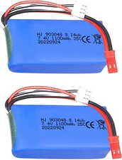 2 pcs 7.4V 1100mah 25C Li-Po Battery JST Plug for Wltoys A949 A959 A969 A979 RC 
