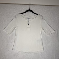 L K Bennett Womens S Ivory White T NWT J Trina Short Sleeve Rayon Top Soft Lined